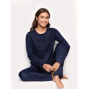 Pigiama lungo jersey con abbottonatura - Stardust / BLU NOTTE / XL