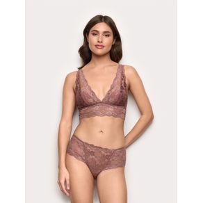 Culotte brasiliana in pizzo laminato e microfibra - Primula Color / MALVA SCURO / 4