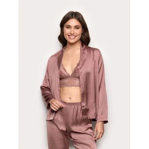 Camicia manica lunga in raso – Primula Color / MALVA SCURO / XL