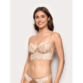 Bustier preformato con ferretto in raso e pizzo - Chantilly / NUDO / 2