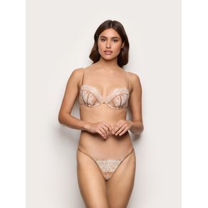 Perizoma fianco regolabile in raso e pizzo - Chantilly / NUDO / XS/S