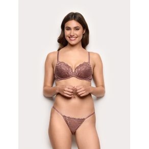 Perizoma fianco regolabile in pizzo laminato e microfibra - Primula Color / MALVA SCURO / M/L