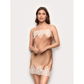 Sottoveste in raso di viscosa e pizzo - Chantilly / NUDO / M