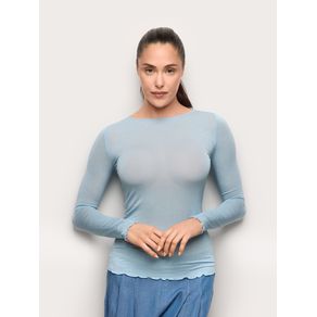 Maglia manica lunga in TENCEL™ Modal con Cashmere / AZZURRO / M