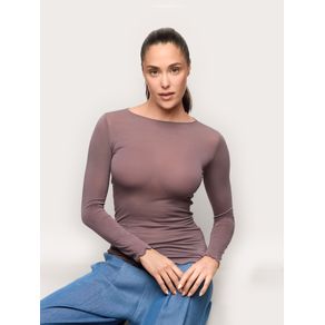 Maglia manica lunga in TENCEL™ Modal con Cashmere / FANGO / S