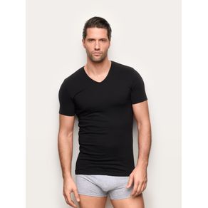 Maglia scollo a V uomo in cotone Supima Luxury / NERO / L